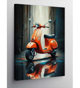 Kanvas Tablo Turuncu Vespa Ve Sokak
