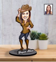 Kişiye Özel Bayan Karikatürlü İki Katmanlı Ahşap Biblo Model-4