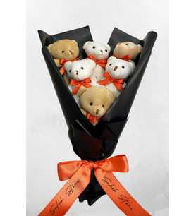 Turuncu Peluş Ayıcık Buketi - Teddybear Bouquets - Özel Günler İçin Sevgiliye Eşe Hediye Hoşgeldin Bebek Hediyesi
