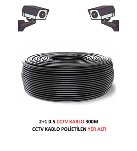 FURY Yer Altı CCTV Kablo 2+1 0.5mm Polietilen Güvenlik Kamera Kablo 300m