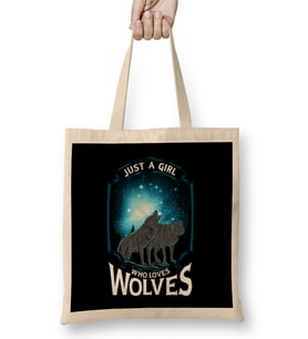 Cute Just A Girl Who Loves Wolves Lone Wolf Bez Çanta Uzun Saplı
