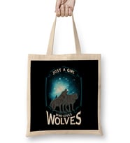 Cute Just A Girl Who Loves Wolves Lone Wolf Bez Çanta Uzun Saplı