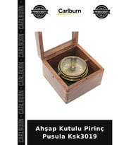 Özel Üretim Dekoratif Hediyelik Koleksiyon Nostaljik Masaüstü Ahşap Kutulu Pirinç Pusula Ksk3019