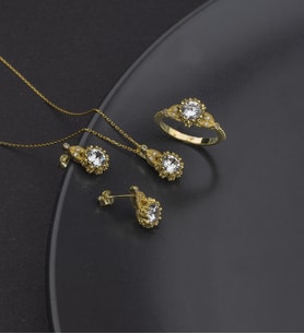 925 Ayar Gümüş Elegant Tasarım Tek Taş Takı Seti