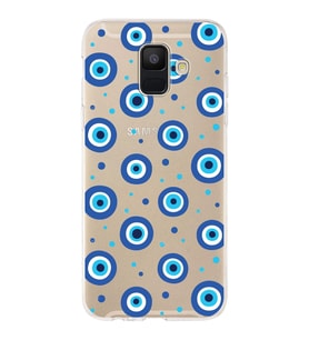 PrintiFy Samsung Galaxy A6 2018 ile Uyumlu 1mm Slim Fit Nazar Boncuğu 1 Baskılı Şeffaf  Kılıf
