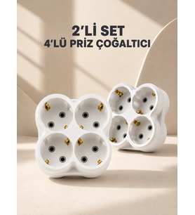 Kablosuz Priz Çoklayıcı 4 lü Duvar Tipi Kompakt Priz Çoğaltıcı 2 li Set