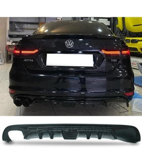 Vw Jetta Mk6 Custom Difüzör Parlak Siyah Plastik 2014 2015 2016 2017 2018 Arka-difizör-bodykit-ek