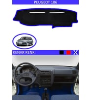 Peugeot 106 Için Uygun Torpido Koruma Halısı Siyah Kenar Renk Mavi