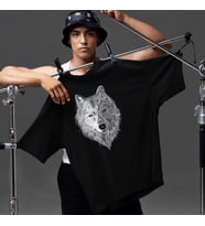 Kurt Dijital Baskılı Unisex Tshirt, Günlük Kullanıma Uygun Pamuklu Regular Tshirt (Siyah)