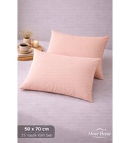 More Home Pamuklu Yastık Kılıfı (2 Adet) 50 x 70 cm Pudra (Düz Pudra)