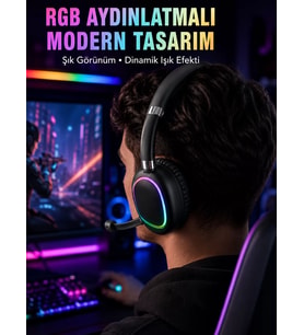 Northcity RGB Işıklı Bluetooth Mikrofonlu Kulaklık Uzun Süreli Kullanım ve Type-C Şarjlı Yüksek Konforlu Tasarım