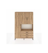 Arges Gardrop 6 Raflı 3 Çekmeceli 3 Kapaklı 132x30x195 Çam-Çam