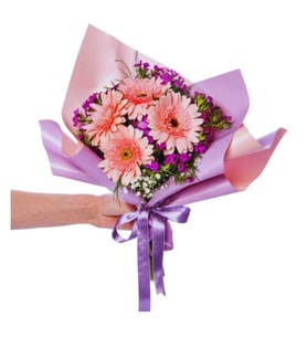 Pembe Gerbera ve Hüsnü Yusuf Buketi