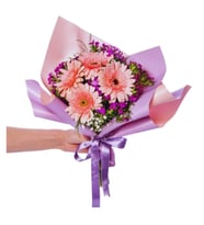Pembe Gerbera ve Hüsnü Yusuf Buketi