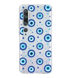 PrintiFy Xiaomi Mi Note 10 ile Uyumlu 1mm Slim Fit Nazar Boncuğu 1 Baskılı Şeffaf  Kılıf