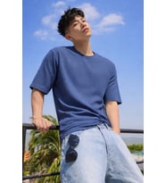 Erkek Jakarlı Oversize Tişört Bisiklet Yaka Rahat Kalıp Yazlık Basic T-Shirt