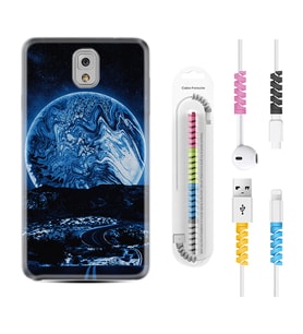 Samsung Note 3 4 5 8 9 20 Ultra 10 Lite Kılıf Kablo Koruma Spiral Silikon Mavi Gece 1605