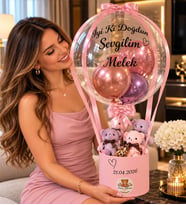 Bearbloom Kişiye Özel Konsept Tasarlanabilir Balon Kutusu , Sevgili , yıldönümü , doğum günü , yeni bebek , yeni iş . Kendin Tasarla..