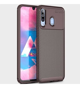 Samsung Galaxy M30 Kılıf Esnek Soft Karbon Tasarım Legion Serisi (Kahverengi)