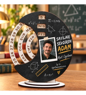 Kişiye Özel Fotoğraflı ve İsimli Matematik Öğretmeni Ahşap Sonsuz Takvim - Sayıları Sevdiren Adam 24 Kasım Hediyesi