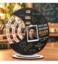 Kişiye Özel Fotoğraflı ve İsimli Matematik Öğretmeni Ahşap Sonsuz Takvim - Sayıları Sevdiren Adam 24 Kasım Hediyesi