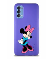 Oppo Reno 4 Soft Premier Kapak Minnie Mouse-F Tasarımlı Silikon Kılıf - Mor (Şeffaf)