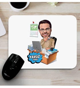 İşkolik Erkeğe Karikatürlü Mouse Pad