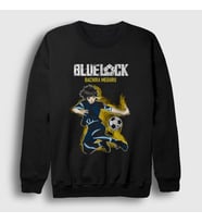 Presmono Unisex Siyah Bachira Meguru Futbol Soccer Anime Bluelock Sweatshirt 445730tt