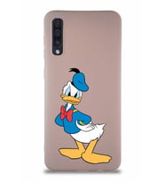Samsung Galaxy A50 Soft Premier Kapak Donald Duck-D Tasarımlı Silikon Kılıf - Pudra (Şeffaf)