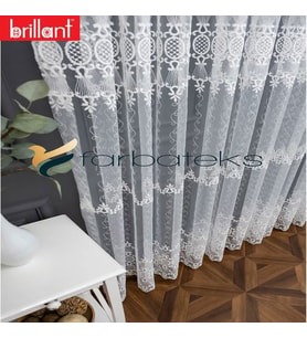 2Kat Pileli Brillant Brode Işlemeli Ayna Desen Tül Perde