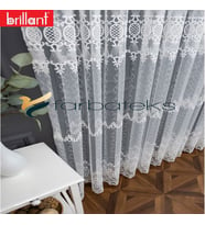 2Kat Pileli Brillant Brode Işlemeli Ayna Desen Tül Perde