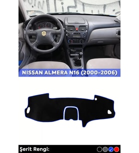 Nıssan Almera N16 (2000-2006) 3d Torpido Koruma Kılıfı - Ön Göğüs Kaplama - Mavi Şerit