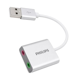 Philips SWR1656Y/93 USB Harici Stereo Ses Kartı Dönüştürücü Adaptör 3.5Mm Mikrofon Hoparlör Çıkışlı