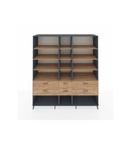 Kronos Dolap 12 Raflı 6 Çekmeceli  220x59x243 Antrasit-Çam/Çam