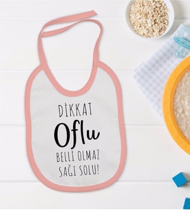 BK Kids Dikkat Oflu Tasarımlı Pembe Bebek Mama Önlüğü-1