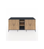 Kronos Konsol 4 Raflı 4 Kapaklı 220x59x99 Antrasit-Çam/Çam