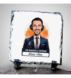 Kişiye Özel Hediye Karikatürlü En İyi Erkek Spiker Dekoratif Taş
