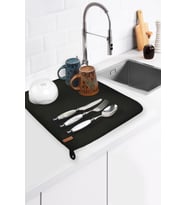 Basic S Bulaşık Kurutma Matı 46x36 cm Std Kurulama Bezi Kurutma Örtüsü Tezgah Üstü Siyah