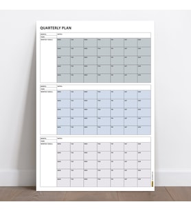 Tarihsiz Üç Aylık Duvar Takvimi, 90 Günlük Plan, Duvar Planlayıcı, Gri Renk - 35x50 cm