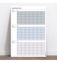 Tarihsiz Üç Aylık Duvar Takvimi, 90 Günlük Plan, Duvar Planlayıcı, Gri Renk - 35x50 cm