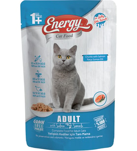 CAT FOOD ENERGY Somonlu Islak Yetişkin Kedi Maması 85 gr x 24 Adet