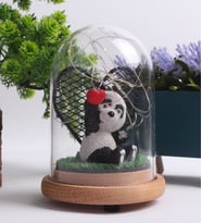 HEDİYELİK PANDA FİGÜRLÜ AHŞAP FANUS