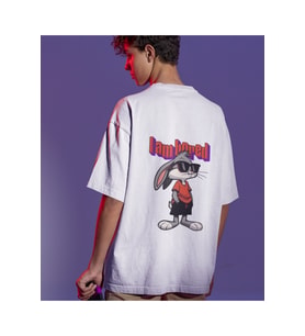 I Am Bored Çizgi Karakter Baskılı Oversize Unisex Tişört (Beyaz)