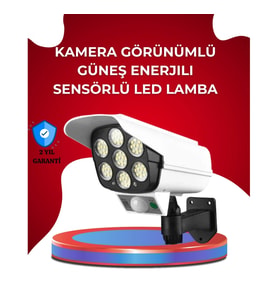 Mey İthalat® Uzaktan Kumandalı Güneş Enerjili LED Güvenlik Lambası Kamera Tipi Hareket Sensörlü