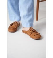 Süet Loafer Terlik Püsküllü Bağcıklı Günlük Makosen Mule Sabo Terlik