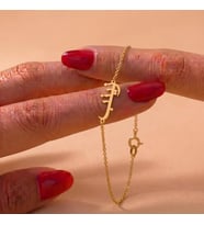 Kişiye Özel 925 Ayar Gümüş Zarif Arapça İsim Bileklik (Gold)