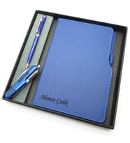 Signator® Codex  N158 Kişiye Özel Defterli Set - İsme Özel Mavi Kalem + İsme Özel Mavi Defter + İsme Özel Mavi Çakı İsme Özel Kutusunda Hediyelik Set (Karışık)
