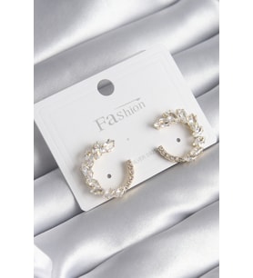 Pirinç Gold Renk Zirkon Taşlı Kadın Küpe 5886 - HEP-3180-7635