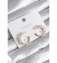 Pirinç Gold Renk Zirkon Taşlı Kadın Küpe 5886 - HEP-3180-7635