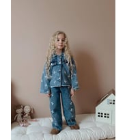 KIZ ÇOCUK KELEBEK MODELLİ KOT CEKETLİ TAKIM (Mavi)